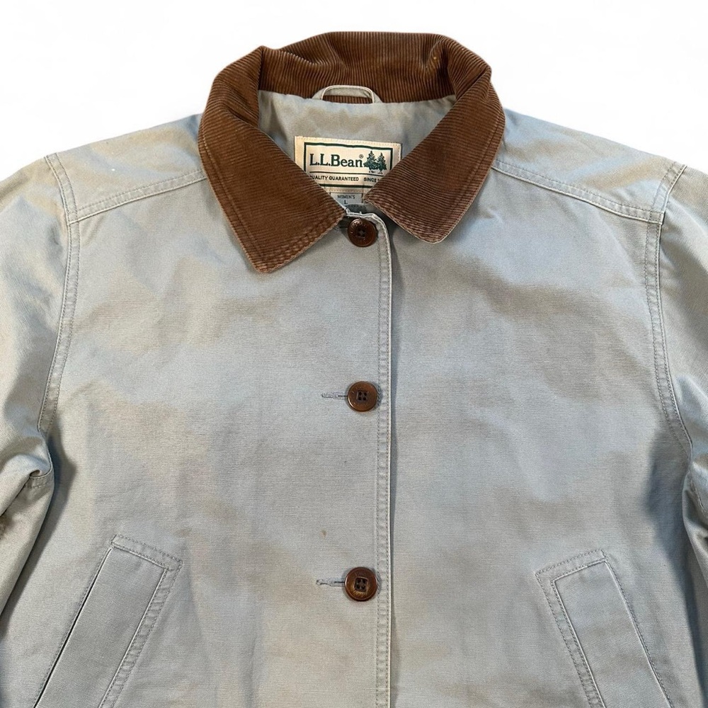 L.L. Bean Women’s‎ Light Blue Corduroy Collar Insulated Jacket Size Large - Picture 2 of 8
